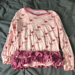 Pink Dinosaur Long Sleeve Shirt with Ruffle Hem Outfit